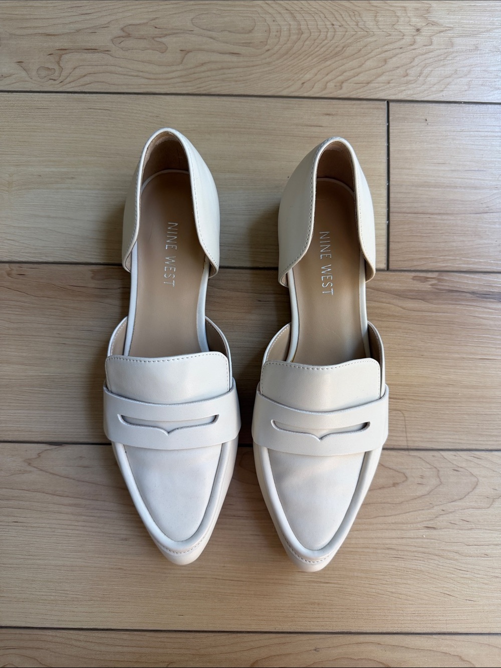 Nine West Beige Loafer Flat Sandals Size 7.5